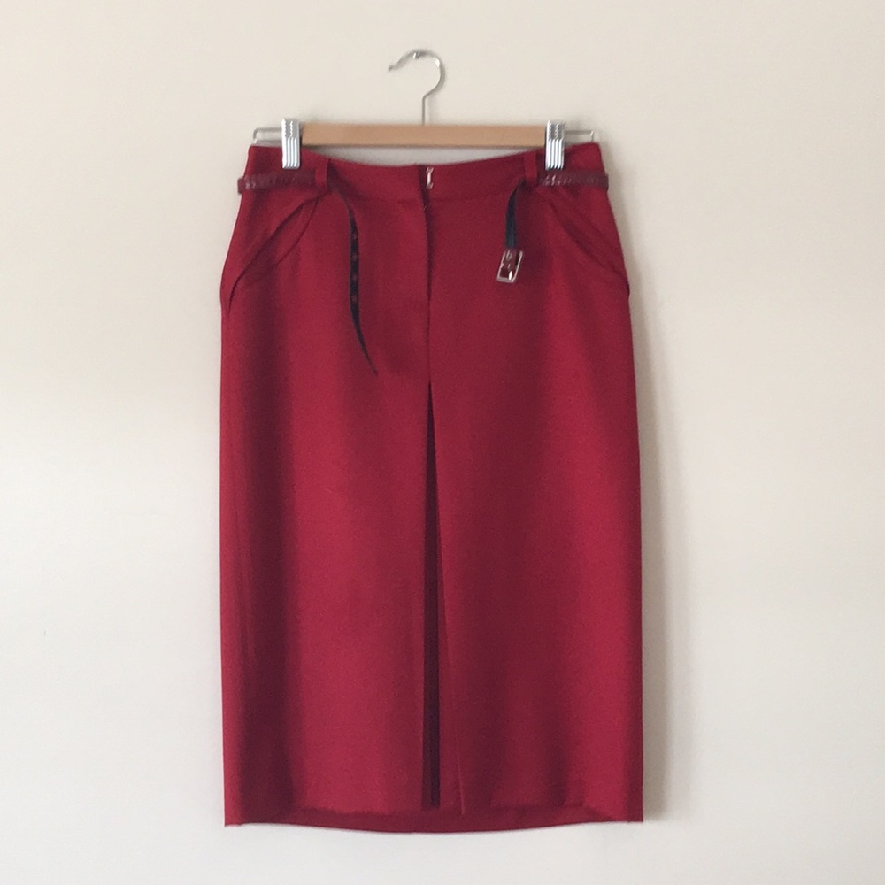 Red Pleat Skirt